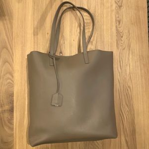 YSL Saint Laurent, Leather Shopping Tote Bag, Color Taupe